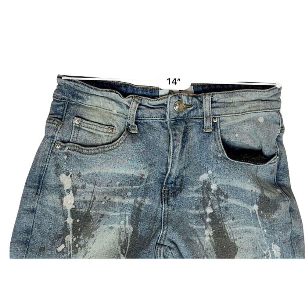 DNA Premium Painted Embellished Ripped Destroyed Blue Jeans 30 Streetwear Grunge - Picture 4 of 11